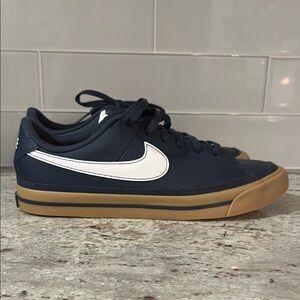 Nike Boy’s 6Y Dark Blue Sneakers with White and Tan Accents
